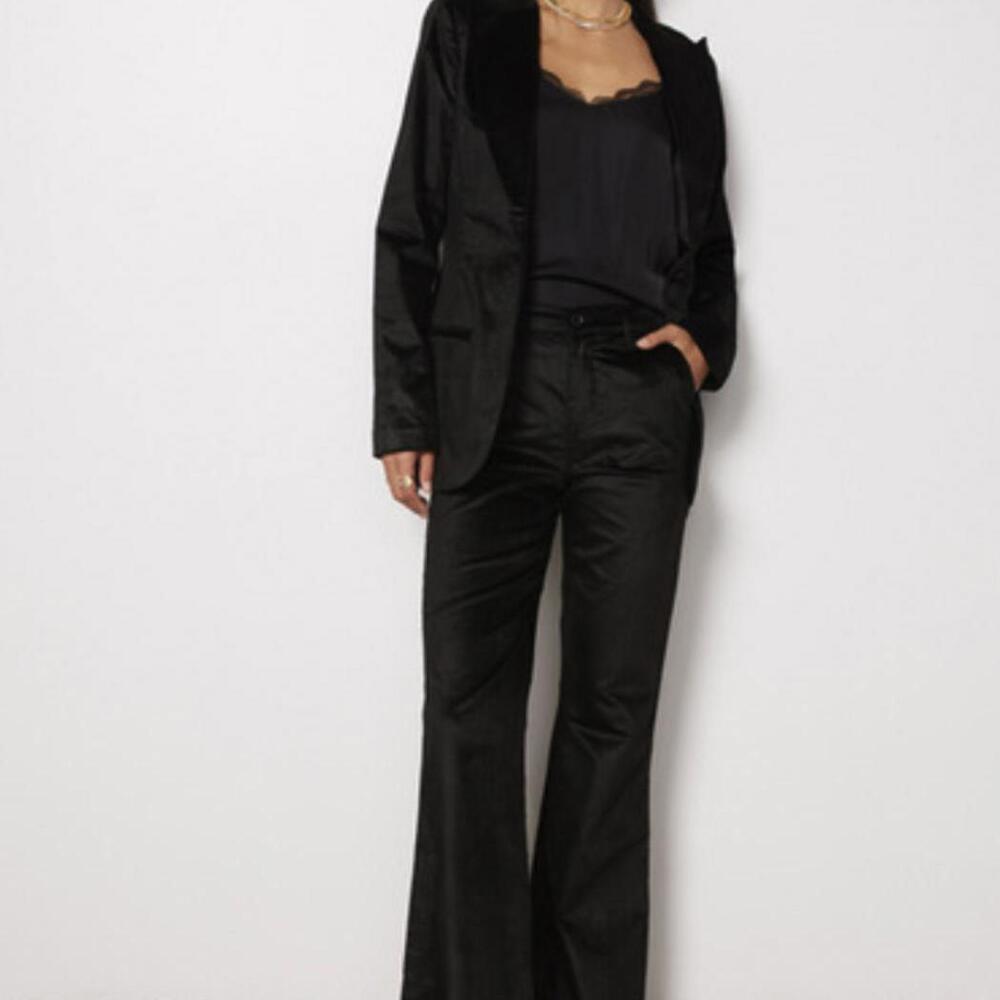 LEVEL 99 Percy Black Velvet Wide Leg Flare Trouser Pant - Size - 32 - NWT